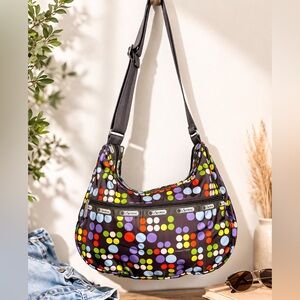 LeSportsac Multicolor Polka Dot Crossbody Shoulder Bag Nylon Adjustable Strap